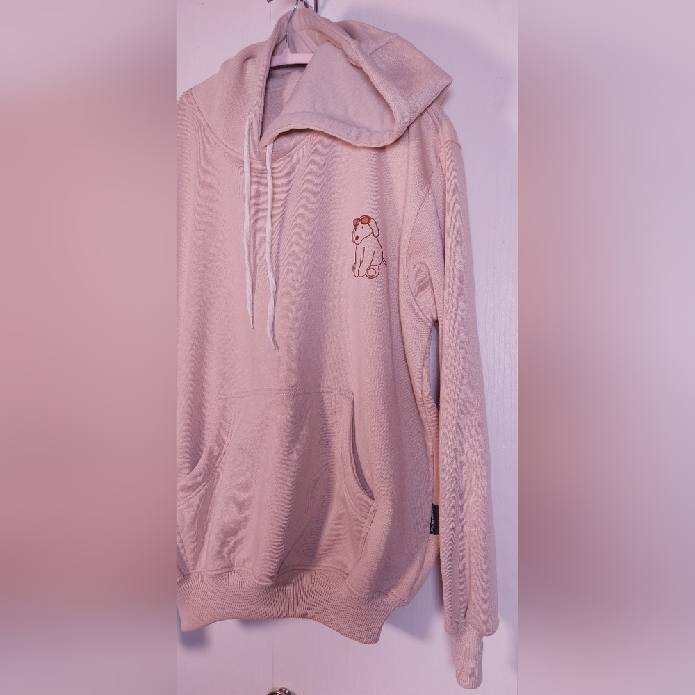 Tan Brown Graphic Dog Printed Pullover Hoodie Size XL Stressed But Blessed Comfy - Picture 3 of 12
